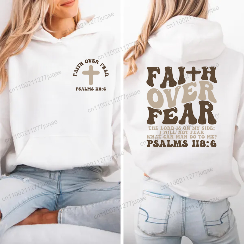 Women Fashion Over 50 - Толстовка с принтом Faith Over Fear,