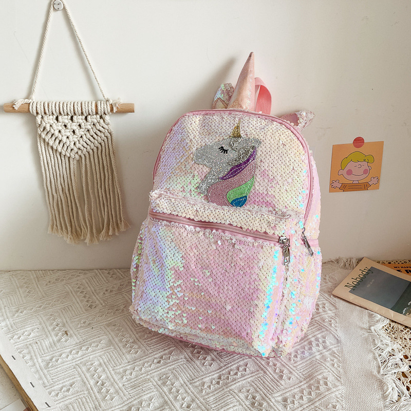Women'S Fashion Backpack - Рюкзак с пайетками в виде единорога,