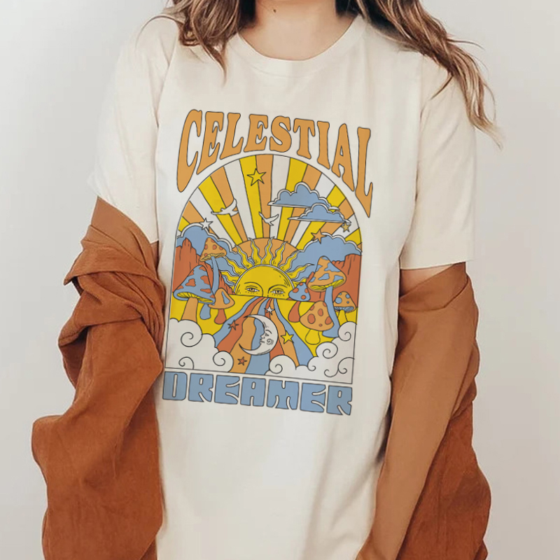 Women'S Fashion From The 70S - Женская Винтажная футболка в стиле бохо,