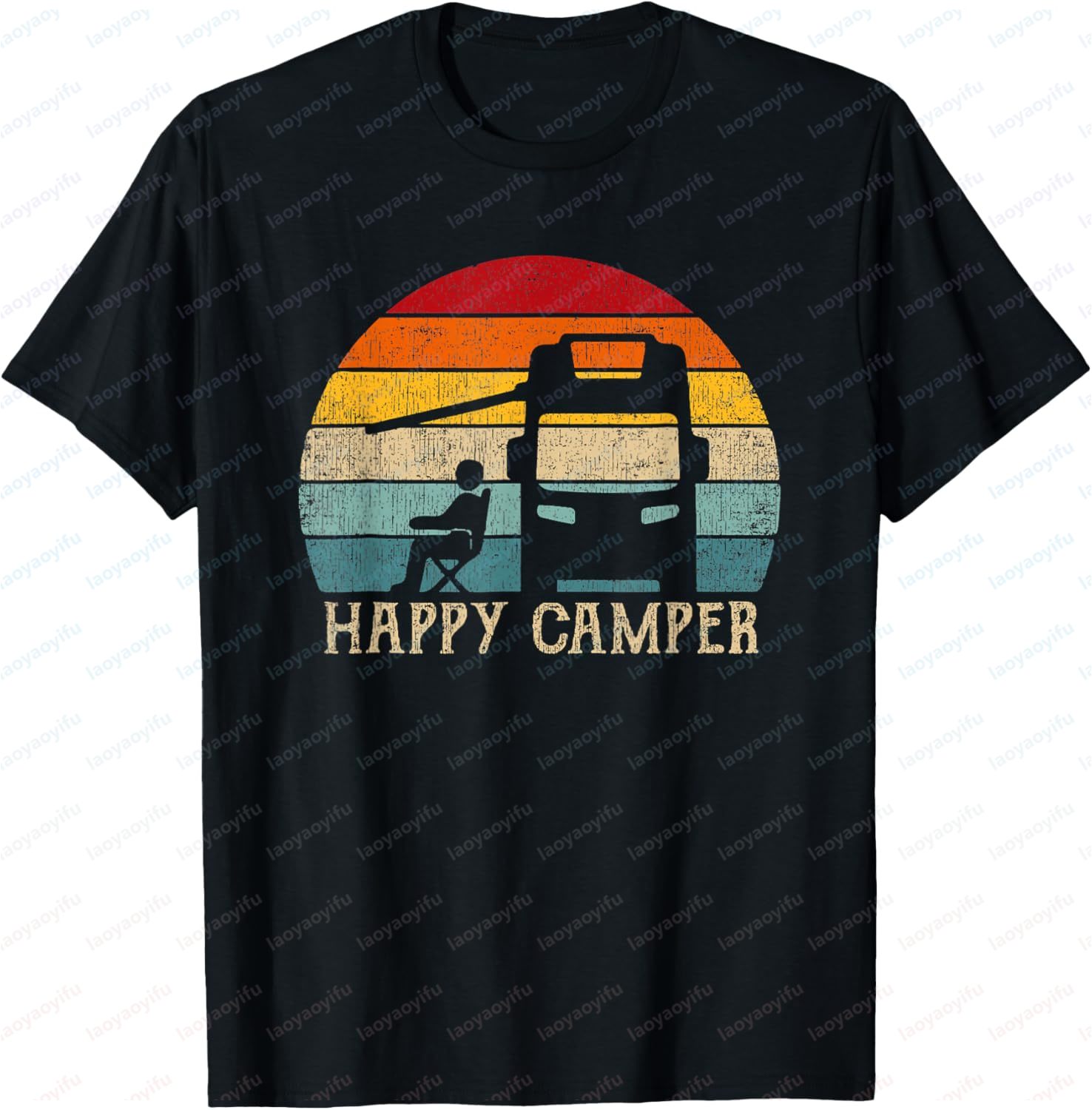Women'S Fashion From The 70S - Happy Camper RV Кемпинг Рубашка Мужчины