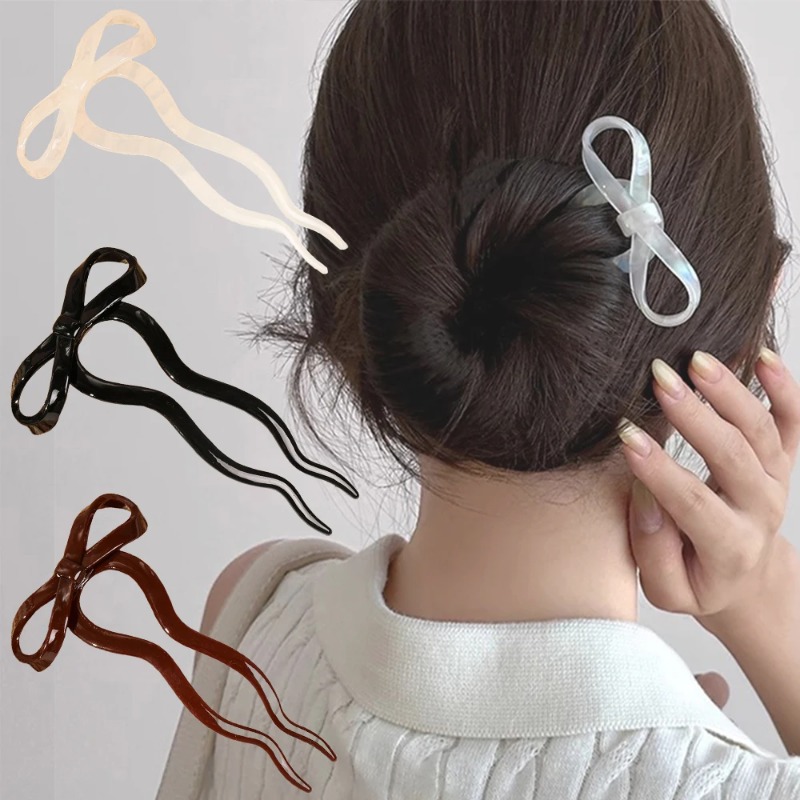 Women Fashion Hair Style - 1 шт. U-образная акриловая заколка-бант, милая