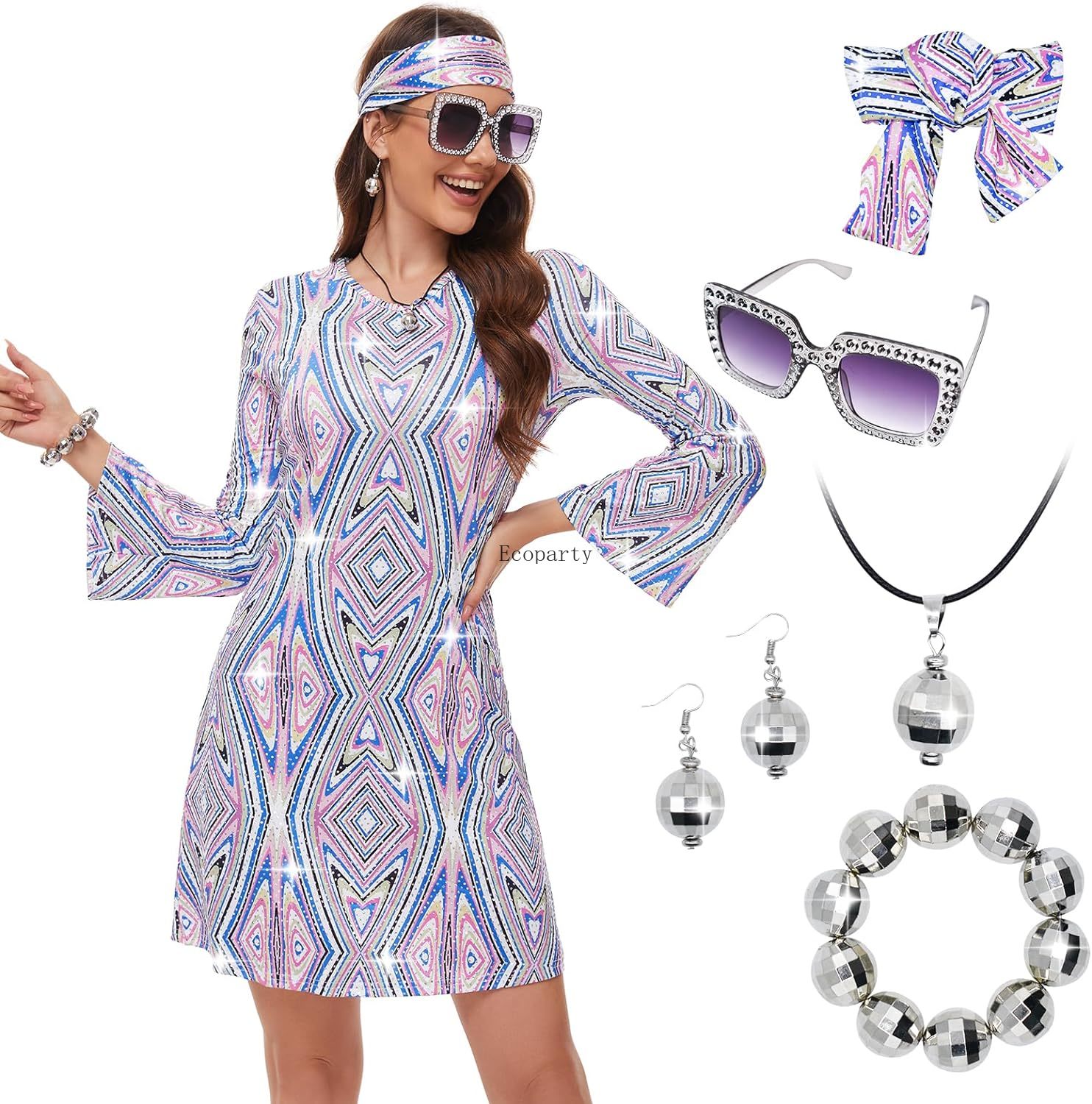 Women'S Fashion From The 70S - Disfraz Женское диско-платье 70-х годов Костюмы