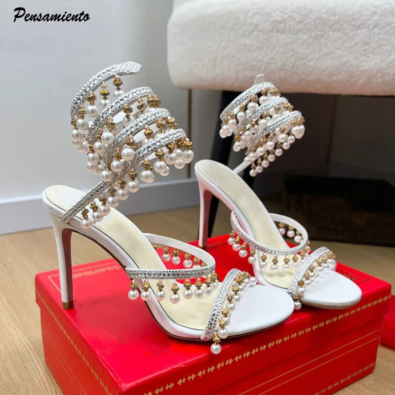 Women Fashion Ideas - Роскошные женские гладиаторские сандалии с жемчугом,