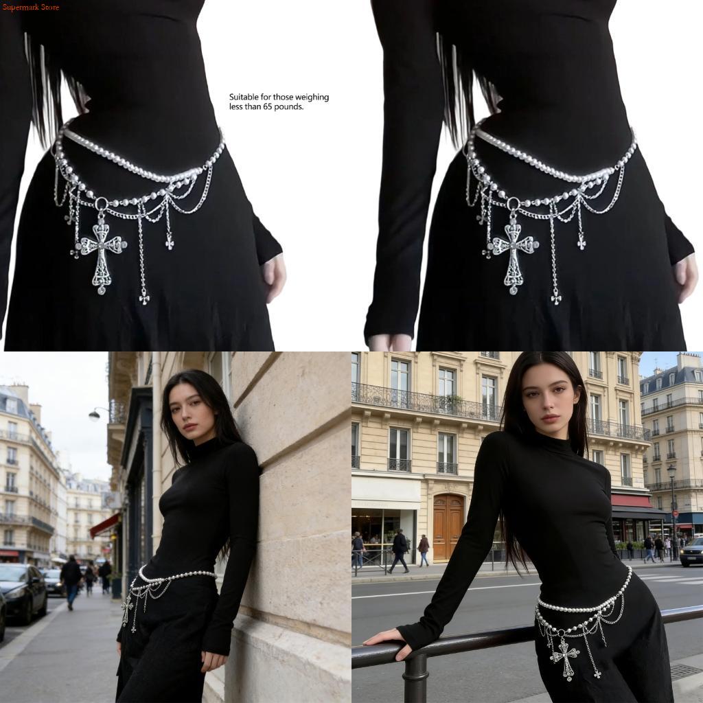 Women'S Fashion Edgy - E06E Острые кресты Дизайнерская жемчужная цепочка