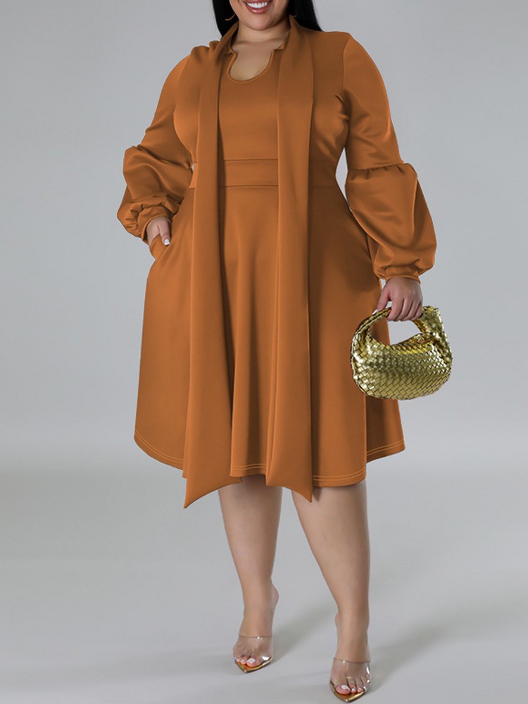 Xl Women'S Fashion - Женское платье-миди с длинным рукавом, в